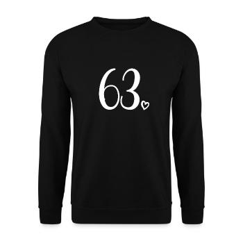 Süße Nummer 63, 63 Jahre alt, 63. Geburtstag Geschenk - Unisex Pullover - Schwarz - Vorne - Alina (178cm) & Michal (187cm)
