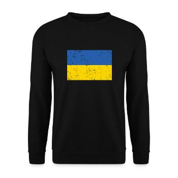 Ukraine Flagge Distressed - Unisex Pullover - Schwarz - Vorne - Alina (178cm) & Michal (187cm)