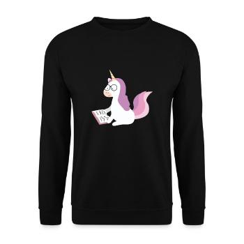 Unicorn with book - Unisex Sweatshirt - black - Front - Alina (178cm) & Michal (187cm)