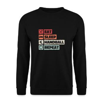 Eat Sleep Handball Repeat retro vintage teamsport - Unisex Sweatshirt - black - Front - Alina (178cm) & Michal (187cm)
