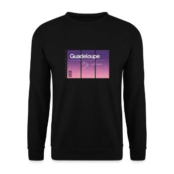 La Guadeloupe, mon amour. Souvenir AVEC données GPS - Sweat-shirt Unisexe - noir - Devant - Alina (178cm) & Michal (187cm)