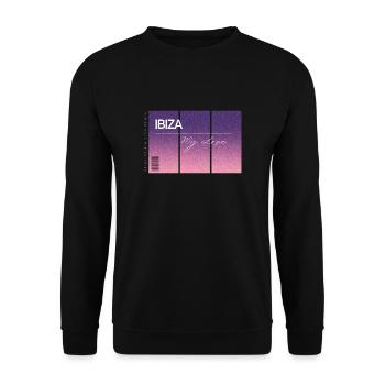 Ibiza, my love. Souvenir with GPS data - Unisex Sweatshirt - black - Front - Alina (178cm) & Michal (187cm)