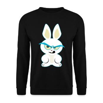 Lusiger White Rabbit, Funny Rabbit Shirt - Unisex Sweatshirt - black - Front - Alina (178cm) & Michal (187cm)
