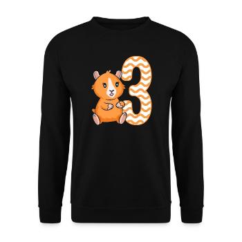 3. Geburtstag Meerschweinchen Mädchen 3 Jahre alt - Unisex Pullover - Schwarz - Vorne - Alina (178cm) & Michal (187cm)