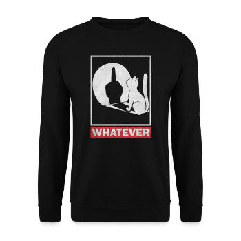 Whatever Mittelfinger Katzen Schatten - Unisex Pullover - Schwarz - Vorne - Alina (178cm) & Michal (187cm)