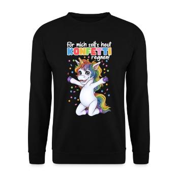 Einhorn Party Konfetti Karneval Geburtstag Kinder - Unisex Pullover - Schwarz - Vorne - Alina (178cm) & Michal (187cm)