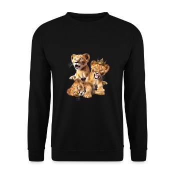 3 little lions, lion children, lion cubs - Unisex Sweatshirt - black - Front - Alina (178cm) & Michal (187cm)