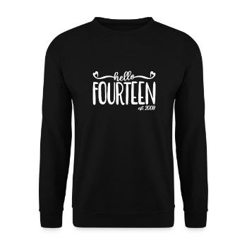 14th Birthday Women Hello Fourteen Est. 2009 - Unisex Sweatshirt - black - Front - Alina (178cm) & Michal (187cm)