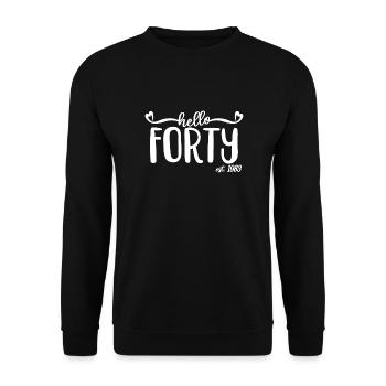 40. Geburtstag für Frauen 40 Hallo Vierzig Est. 1983 - Unisex Pullover - Schwarz - Vorne - Alina (178cm) & Michal (187cm)