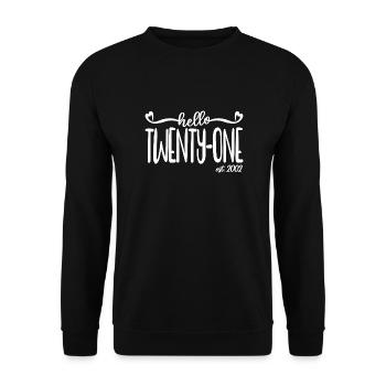 21st Birthday Women Hello Twenty-One Est. 2002 - Unisex Sweatshirt - black - Front - Alina (178cm) & Michal (187cm)