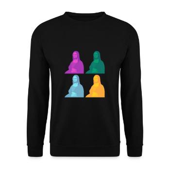 Mona Lisa Popart - Sweat-shirt Unisexe - noir - Devant - Alina (178cm) & Michal (187cm)