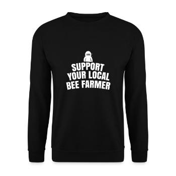 support your local bee farmer - Unisex Sweatshirt - black - Front - Alina (178cm) & Michal (187cm)