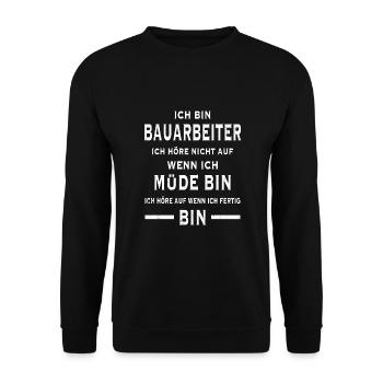 Bauarbeiter Baustelle Hausbau Baustellen Bauen - Unisex Pullover - Schwarz - Vorne - Alina (178cm) & Michal (187cm)