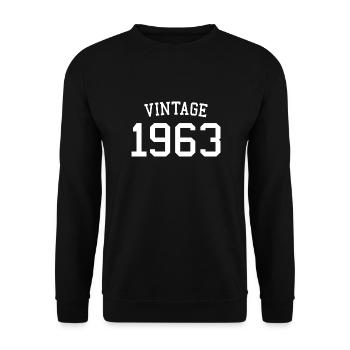 Millésime 1963, 60 ans, cadeau 60e anniversaire - Sweat-shirt Unisexe - noir - Devant - Alina (178cm) & Michal (187cm)