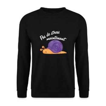 Pas de stress un drôle d'escargot qui dort - Sweat-shirt Unisexe - noir - Devant - Alina (178cm) & Michal (187cm)
