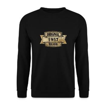 Baujahr 1957 - Unisex Pullover - Schwarz - Vorne - Alina (178cm) & Michal (187cm)