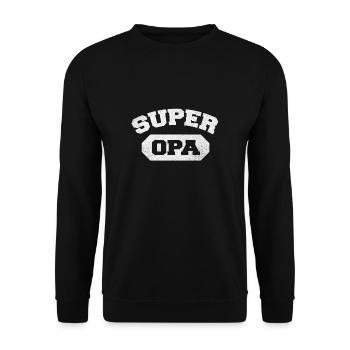 Super Opa Geschenk - Unisex Pullover - Schwarz - Vorne - Alina (178cm) & Michal (187cm)