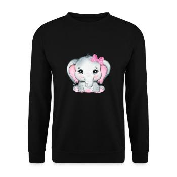 Baby Elephant Funny Sweet T-shirt Gift Idea - Unisex Sweatshirt - black - Front - Alina (178cm) & Michal (187cm)