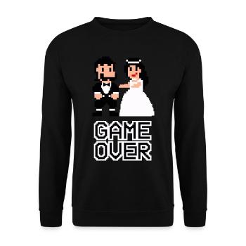 Game Over - Couple - Wedding - Pixel - Gamer - Unisex Sweatshirt - black - Front - Alina (178cm) & Michal (187cm)