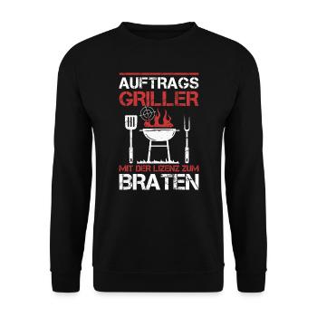 Auftragsgriller BBQ Grill Grillmeister Grillparty - Unisex Pullover - Schwarz - Vorne - Alina (178cm) & Michal (187cm)