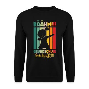 Grundschule Geschafft 2026 Grundschulabgänger - Unisex Pullover - Schwarz - Vorne - Alina (178cm) & Michal (187cm)