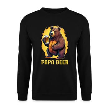 Papa Bière Père Ours Bière Buveur de Bière Cadeau Amusant - Sweat-shirt Unisexe - noir - Devant - Alina (178cm) & Michal (187cm)