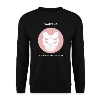 Warnung! Alien verkleidet als Katze - Unisex Pullover - Schwarz - Vorne - Alina (178cm) & Michal (187cm)