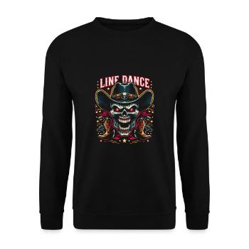 Line Dance Skull with Stetson and Boots and Lasso - Unisex Sweatshirt - black - Front - Alina (178cm) & Michal (187cm)