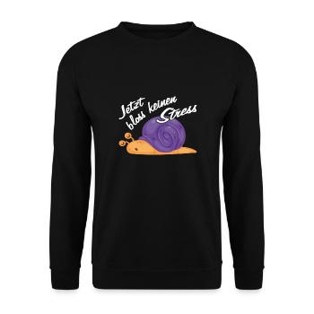 Bloss keinen Stress immer schön ruhig bleiben - Unisex Pullover - Schwarz - Vorne - Alina (178cm) & Michal (187cm)