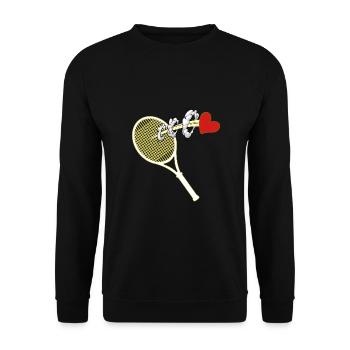 tennis tennis match raquette de balle de tennis - Sweat-shirt Unisexe - noir - Devant - Alina (178cm) & Michal (187cm)