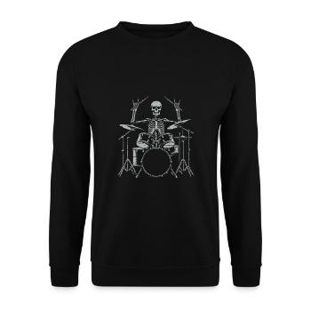 Squelette de crâne de batteur sur la batterie - Sweat-shirt Unisexe - noir - Devant - Alina (178cm) & Michal (187cm)