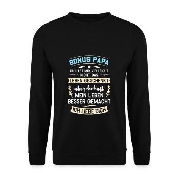 BONUS PAPA ICH LIEBE DICH - Unisex Pullover - Schwarz - Vorne - Alina (178cm) & Michal (187cm)