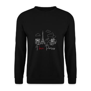 I Love Paris 2 - Love for the City of Light - Unisex Sweatshirt - black - Front - Alina (178cm) & Michal (187cm)