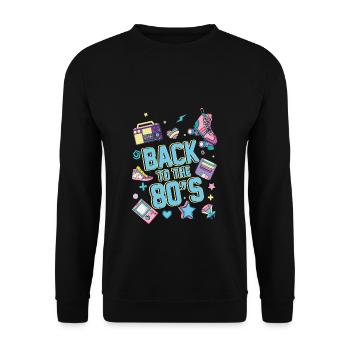 Retour aux années 80's Gift Music Fête des années 80 - Sweat-shirt Unisexe - noir - Devant - Alina (178cm) & Michal (187cm)