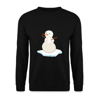 Eisbader "Schneemann am Eisloch" Winterschwimmen - Unisex Pullover - Schwarz - Vorne - Alina (178cm) & Michal (187cm)