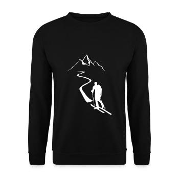 Tourenski Wintersport Berg Skifahrer Geschenk Skit - Unisex Pullover - Schwarz - Vorne - Alina (178cm) & Michal (187cm)