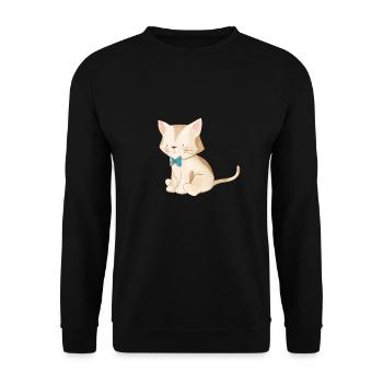 Katzen Mutter Miau Lustig Katzendame T-Shirt - Unisex Pullover - Schwarz - Vorne - Alina (178cm) & Michal (187cm)