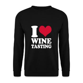 Weintrinker Wein I Love Wine Tasting - Unisex Pullover - Schwarz - Vorne - Alina (178cm) & Michal (187cm)