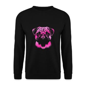 Pug, dog head, drawing pink - Unisex Sweatshirt - black - Front - Alina (178cm) & Michal (187cm)