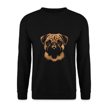Pug, Dog Head, Drawing bronze - Unisex Sweatshirt - black - Front - Alina (178cm) & Michal (187cm)