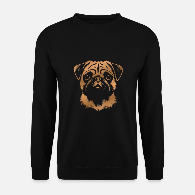 Pug, Dog Head, Drawing bronze - Unisex Sweatshirt - black