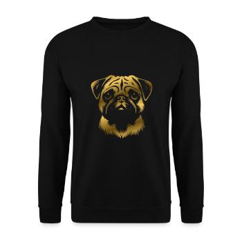Pug, dog head, drawing gold - Unisex Sweatshirt - black - Front - Alina (178cm) & Michal (187cm)