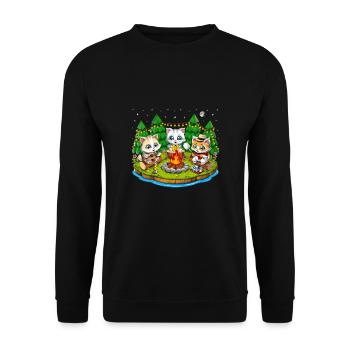 Camping Kawaii Katzen - Unisex Pullover - Schwarz - Vorne - Alina (178cm) & Michal (187cm)