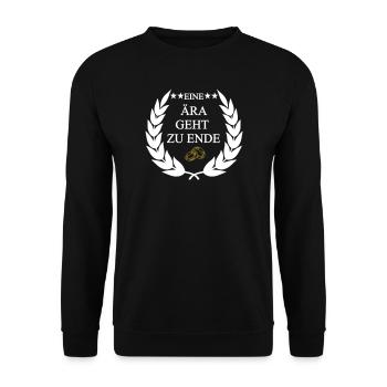 Eine Ära geht zu ende weiß - Unisex Pullover - Schwarz - Vorne - Alina (178cm) & Michal (187cm)