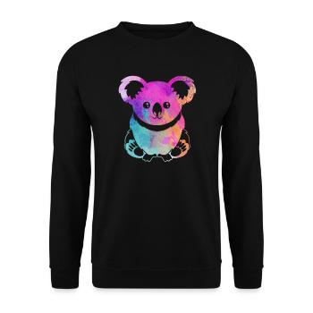 Koalabär Aquarell - Unisex Pullover - Schwarz - Vorne - Alina (178cm) & Michal (187cm)