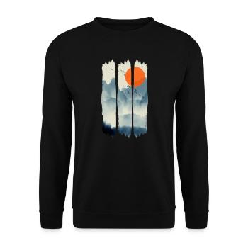 Berg Aquarell - Unisex Pullover - Schwarz - Vorne - Alina (178cm) & Michal (187cm)