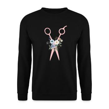 Scissors Flowers - Unisex Sweatshirt - black - Front - Alina (178cm) & Michal (187cm)