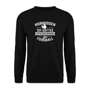 Hornussen ist Gottes Entschuldigung für Fussball - Unisex Pullover - Schwarz - Vorne - Alina (178cm) & Michal (187cm)