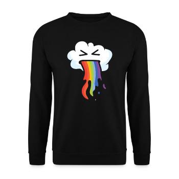 Kawaii Wolke erbricht einen Regenbogen - Unisex Pullover - Schwarz - Vorne - Alina (178cm) & Michal (187cm)