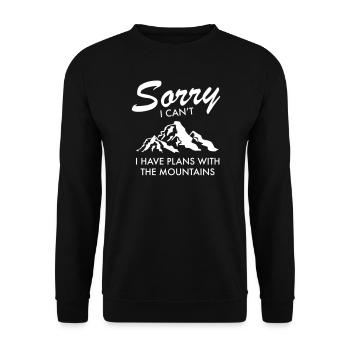 I Have Plans With The Mountains - Berge Wandern - Unisex Pullover - Schwarz - Vorne - Alina (178cm) & Michal (187cm)